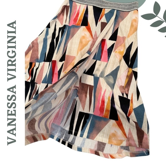🛍️3/$40 Colorful A-Line Skirt by Vanessa Virginia | Bold Pattern | Large - Picture 3 of 6